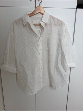 Relaxed White Button-Down Shirt